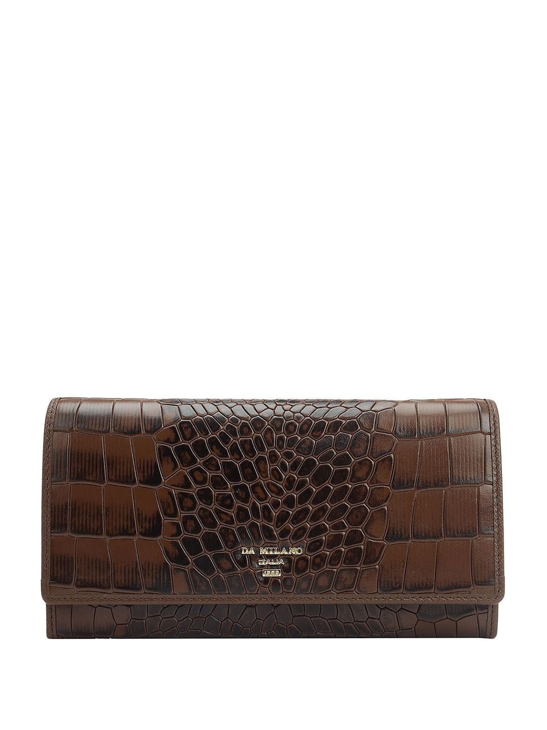 

Da Milano Women Textured Leather Envelope, Brown