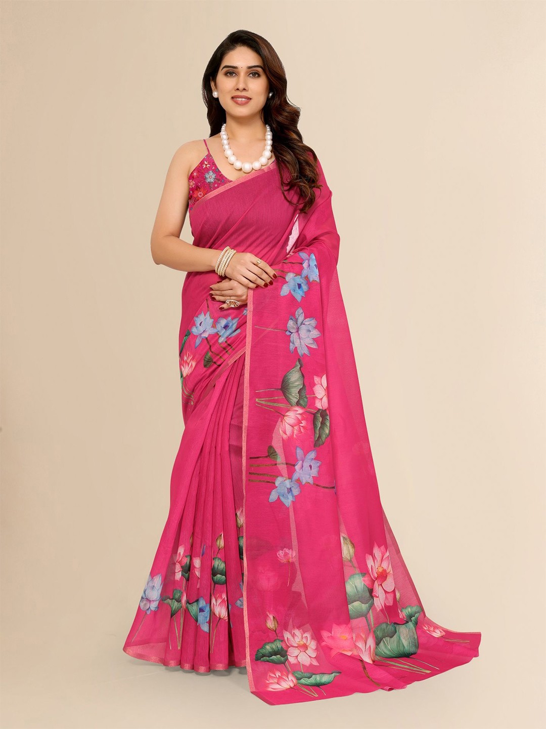 

Moda Rapido Floral Saree, Pink