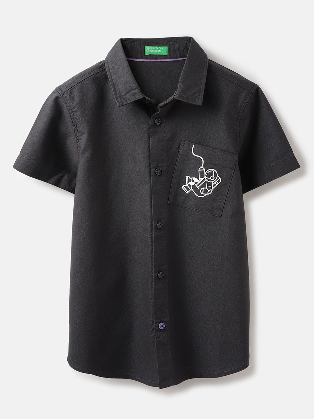 

United Colors of Benetton Boys Opaque Printed Casual Shirt, Black