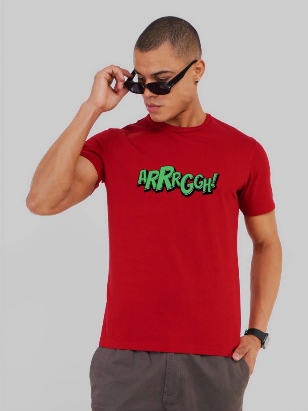 

Underrated Club Men Typography Printed Bio Finish T-Shirt, Red