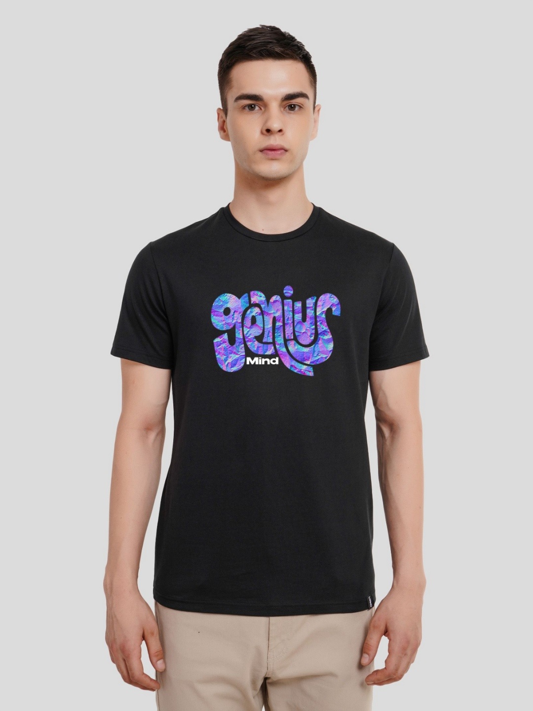 

Underrated Club Men Typography Printed Bio Finish Applique T-shirt, Black