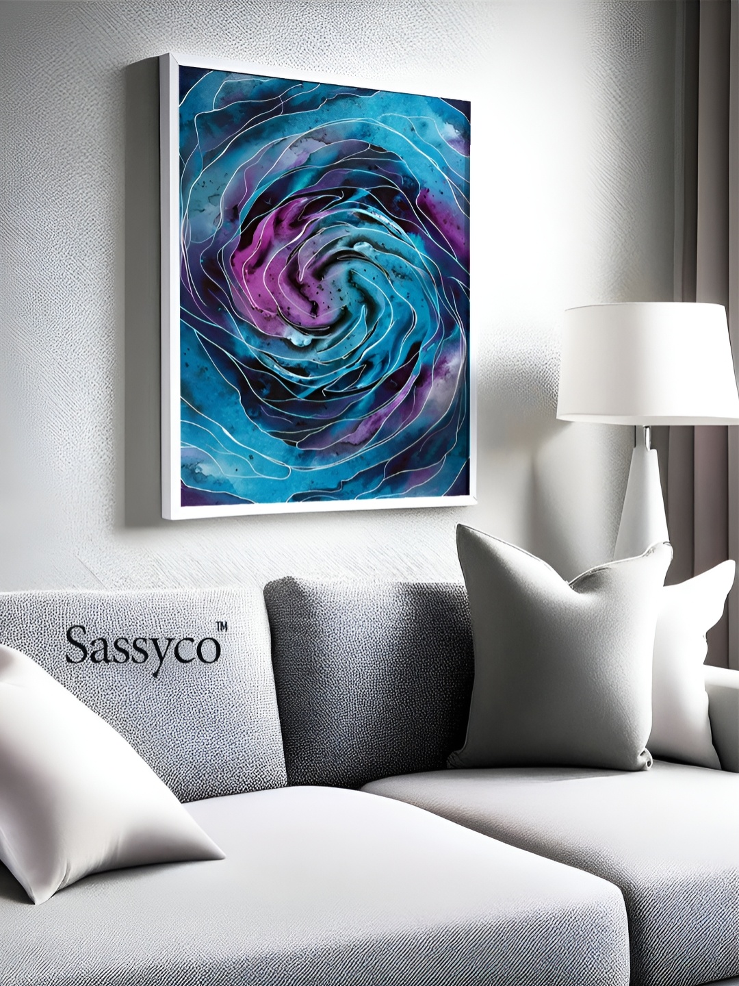 

Sassyco Blue & Purple Canvas Abstract Wall Paintings
