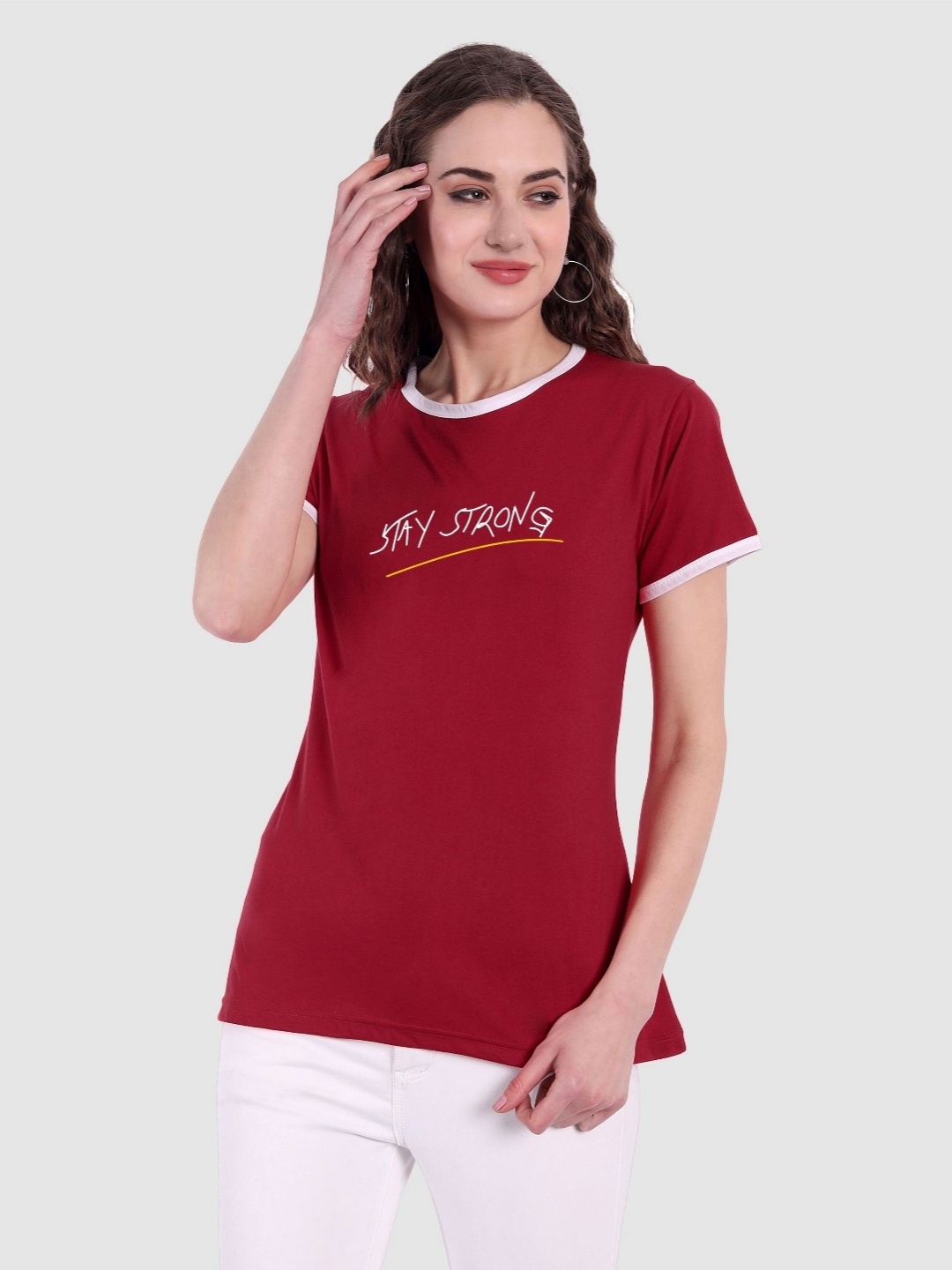 

Moda Rapido Women Printed Bio Finish T-shirt, Red