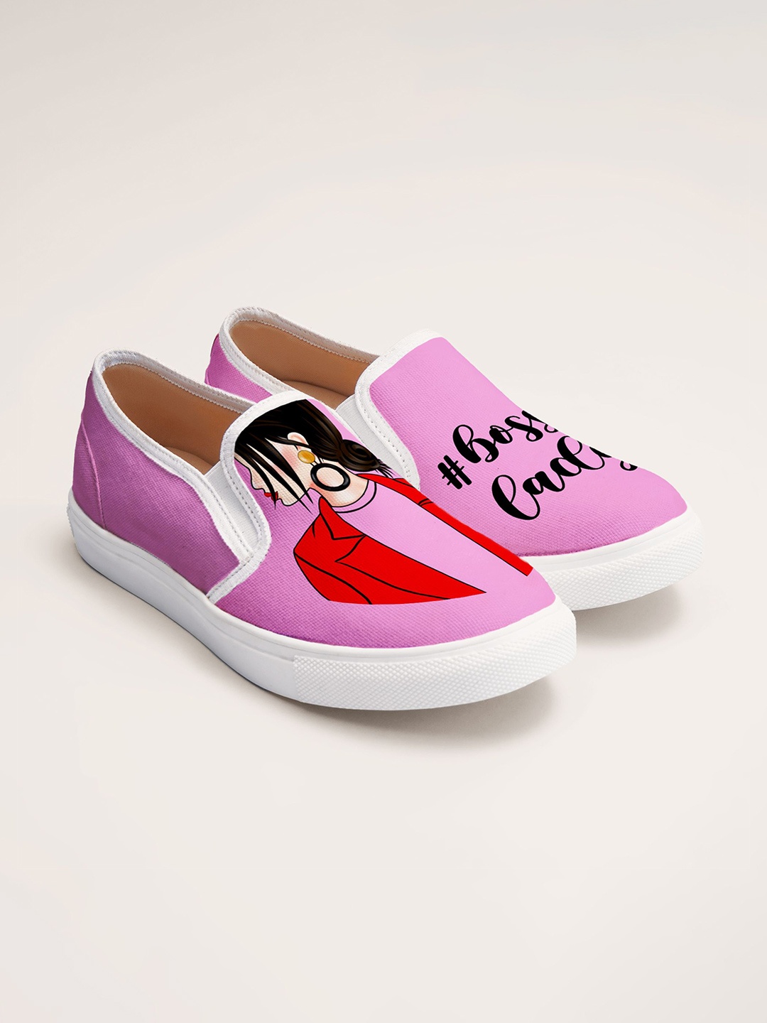 

THE QUIRKY NAARI Women Printed Slip-On Sneakers, Pink