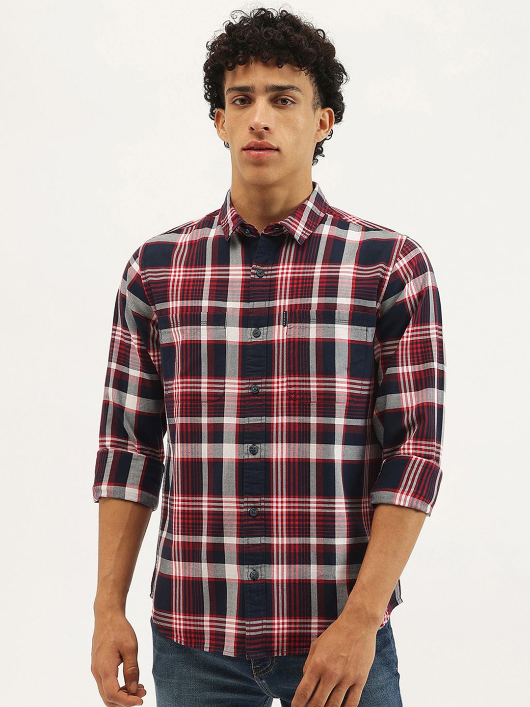 

United Colors of Benetton Men Tartan Checks Opaque Checked Casual Shirt, Multi