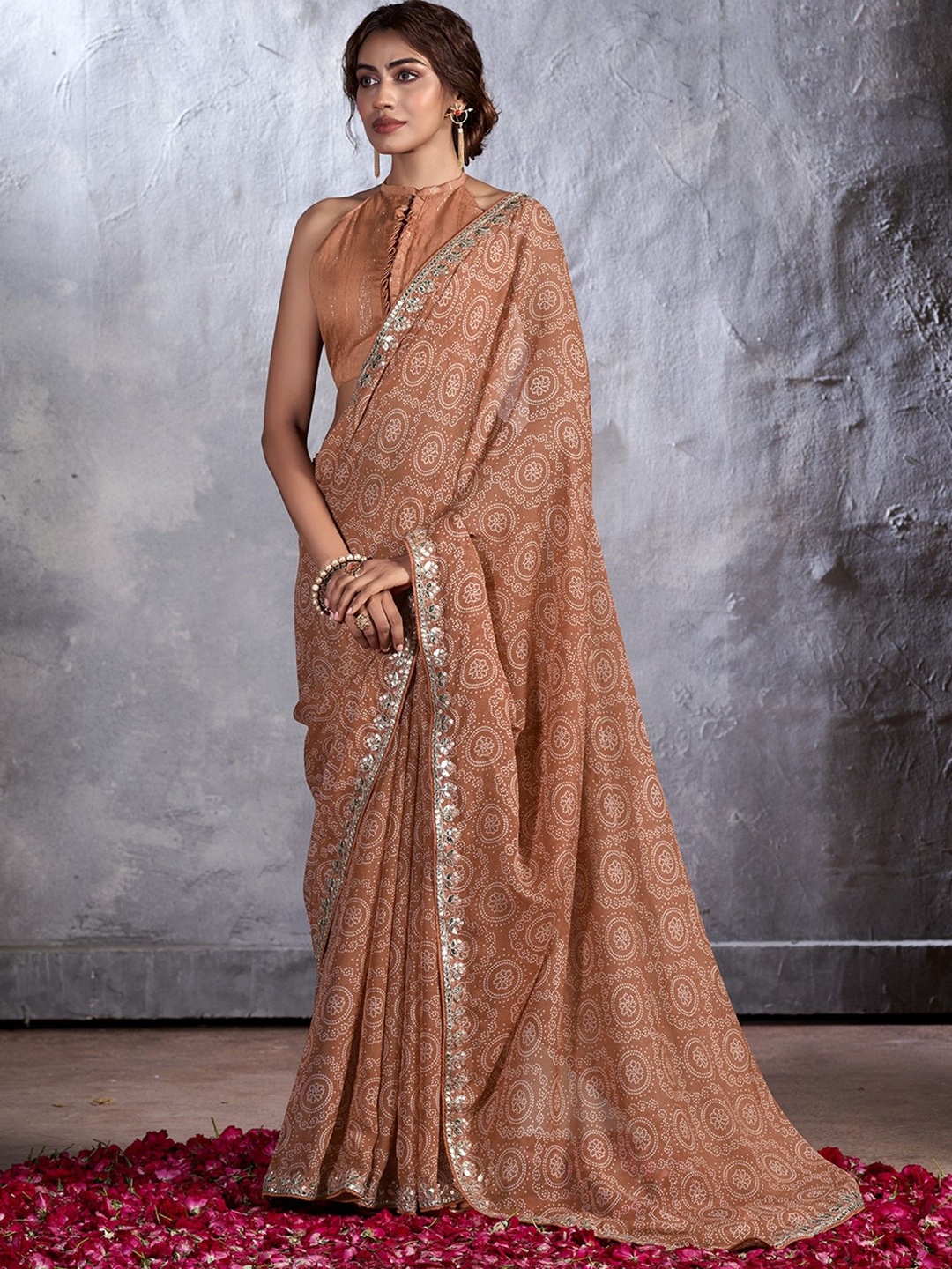 

LeeliPeeri Designer Sequinned Poly Chiffon Designer Saree, Blue
