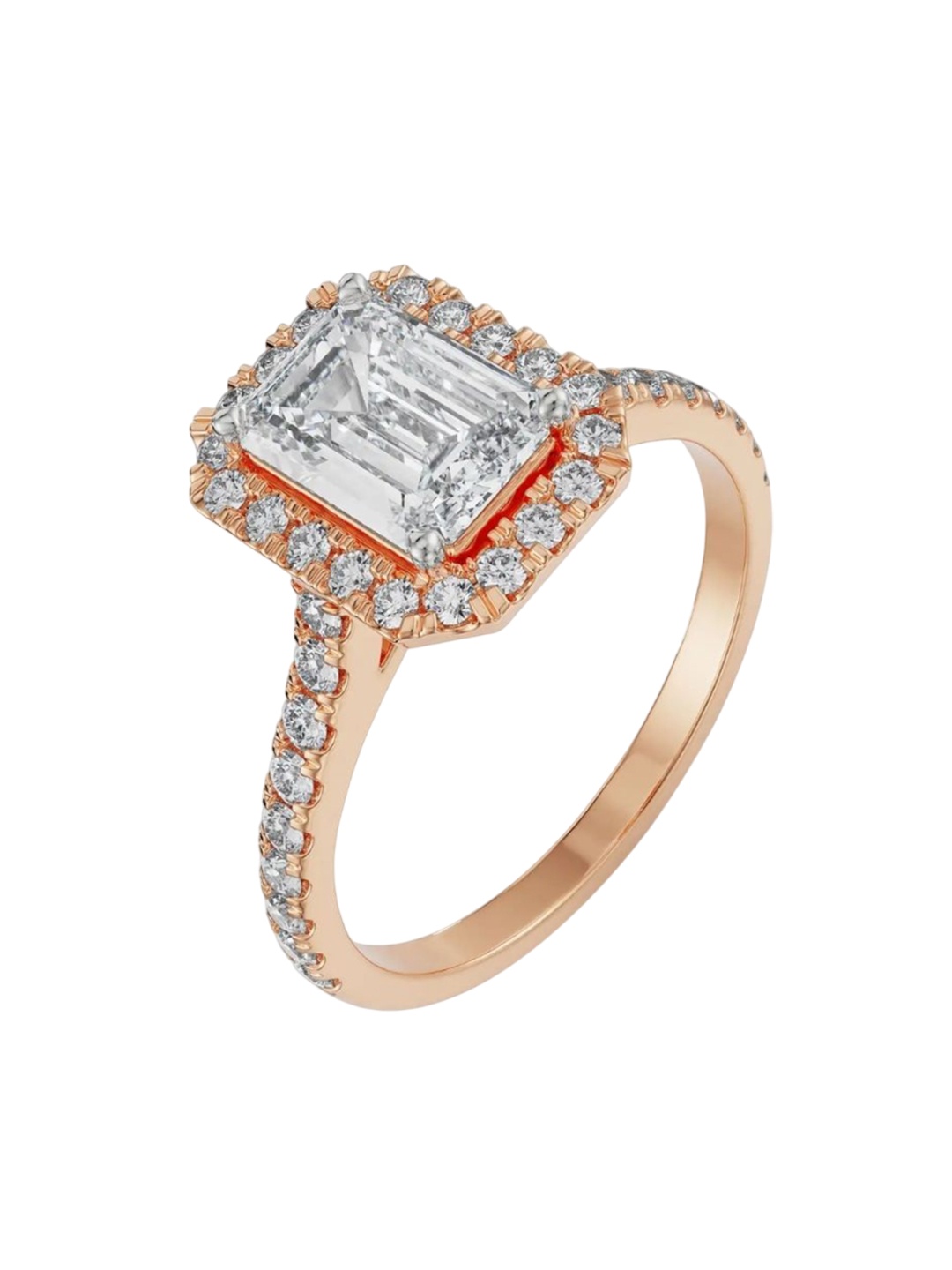 

Emori Pave Diamond Halo Engagement Ring, Rose gold