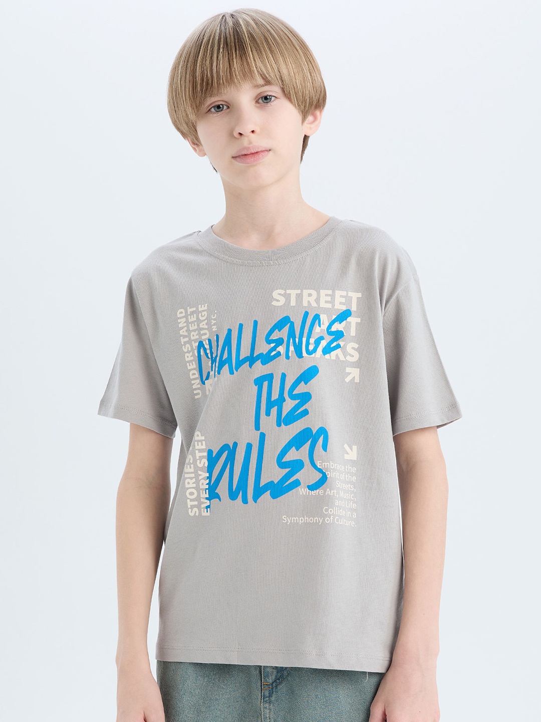 

DeFacto Boys Typography Printed Pockets T-shirt, Na