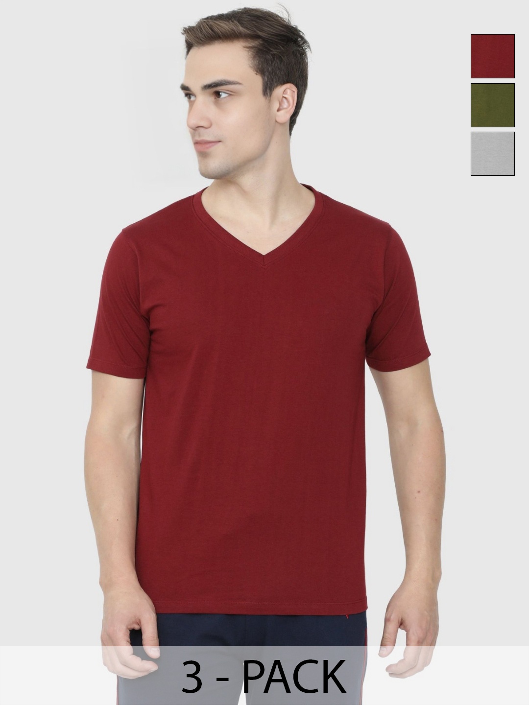

Enciger Men 3 V-Neck T-shirt, Silver