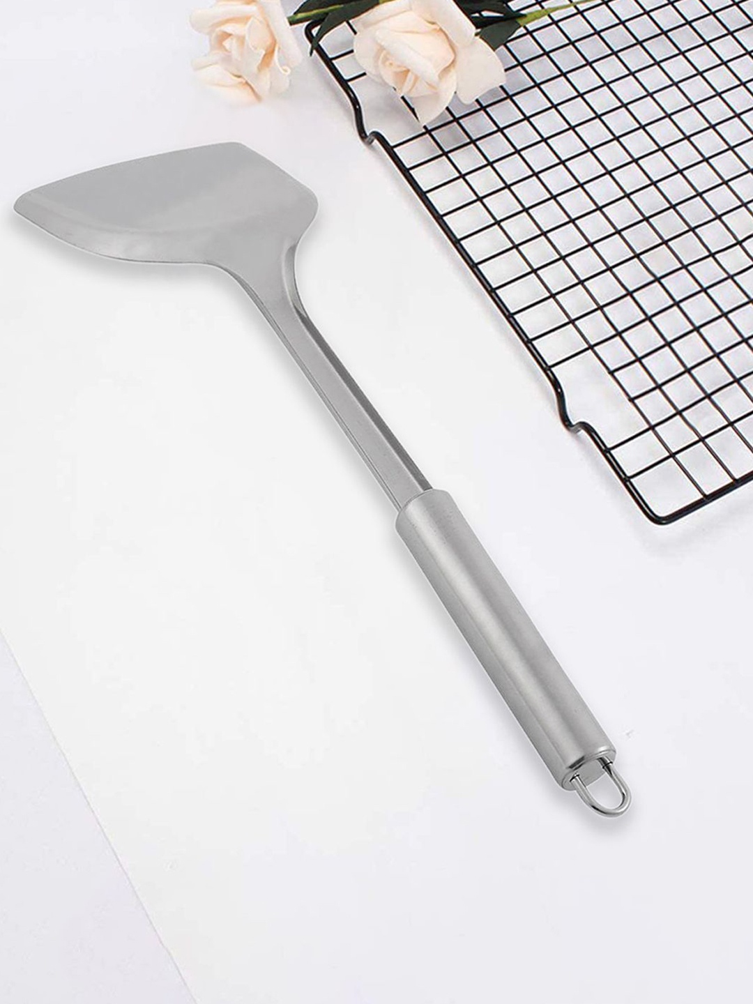 

Kuber Industries Silver-Toned Stainless Steel Cooking Flipper Spatula