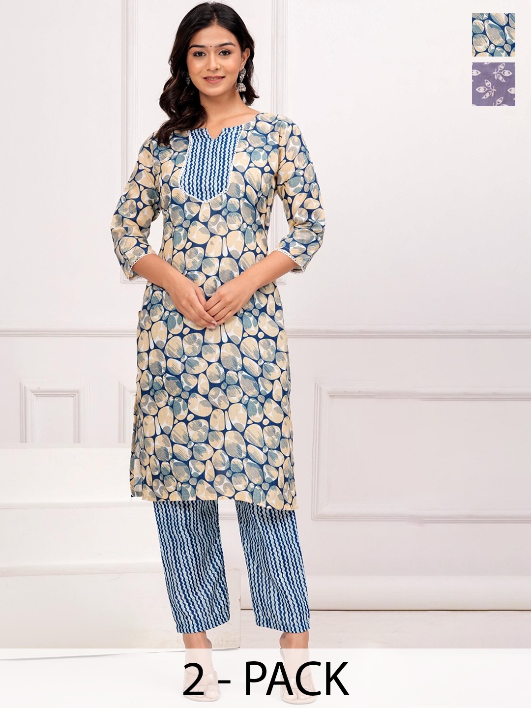

Moda Rapido Women Ethnic Motifs Printed Regular Kurta with Trousers, White