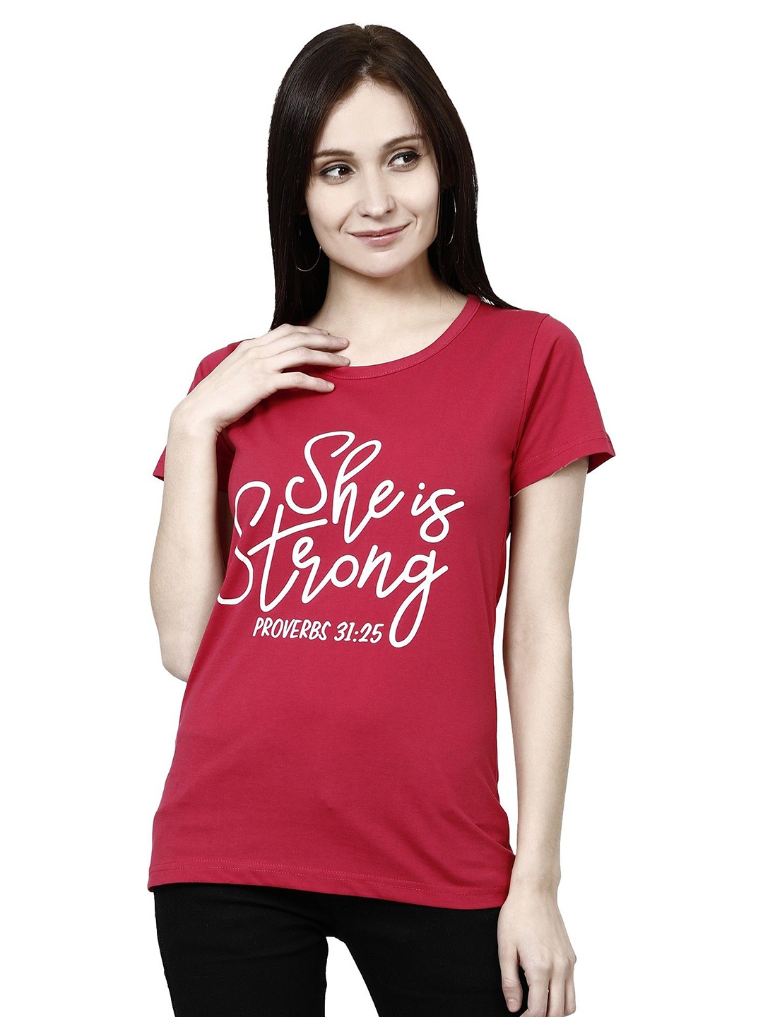 

Moda Rapido Women Printed Bio Finish Applique T-shirt, Pink