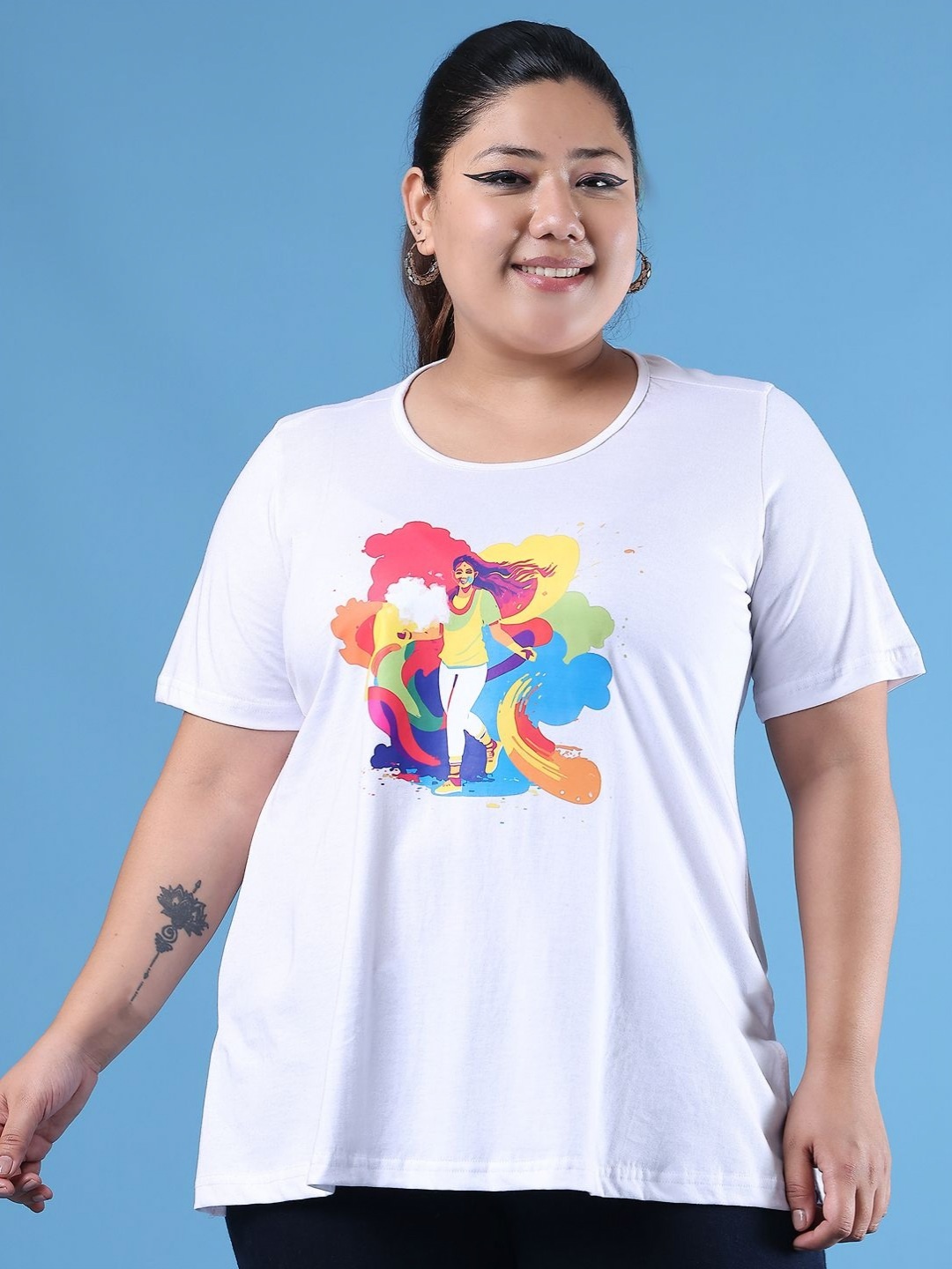 

theRebelinme Women Printed T-shirt, White