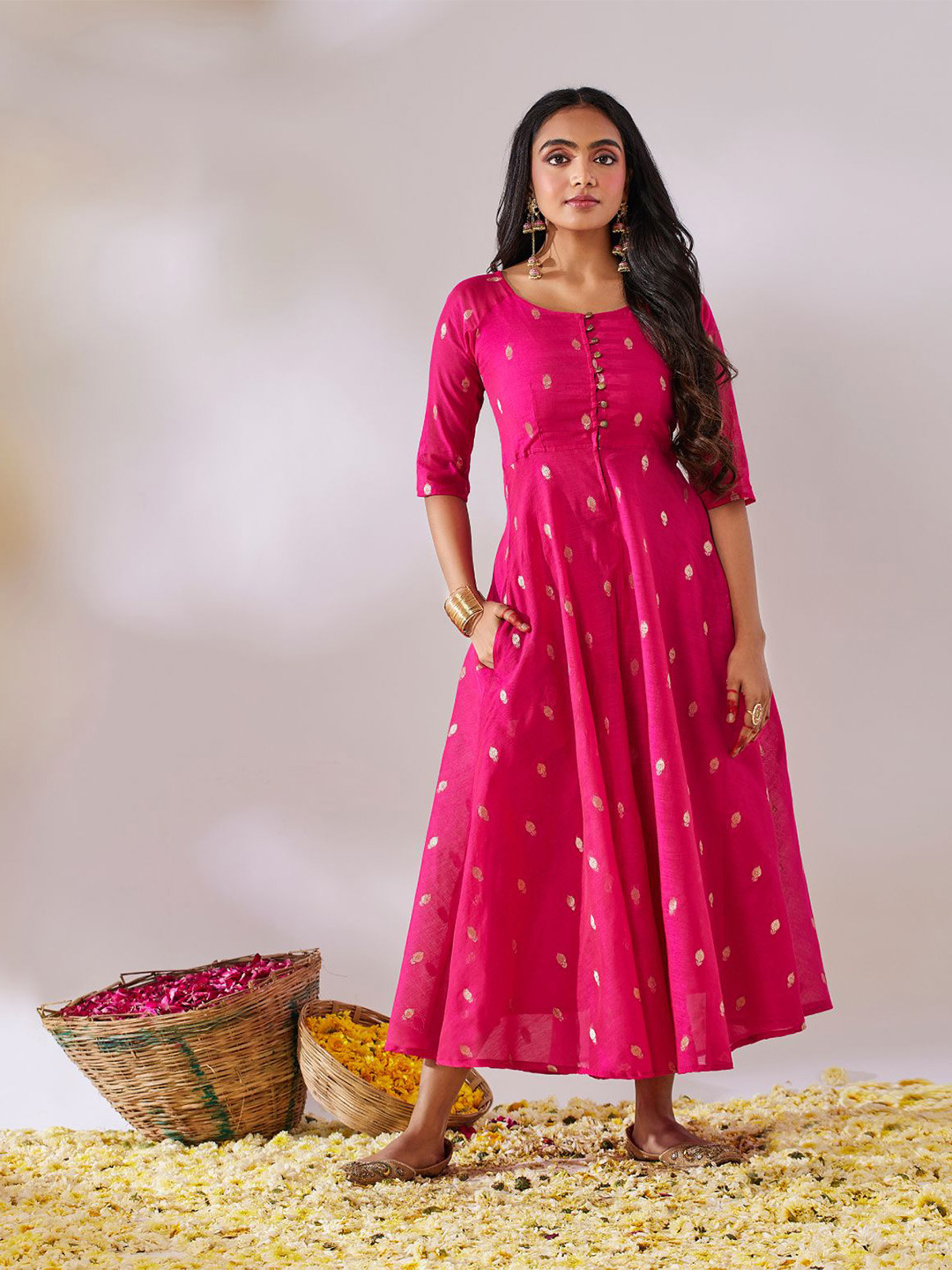 

Gulaal Fit & Flare Maxi Dress, Pink