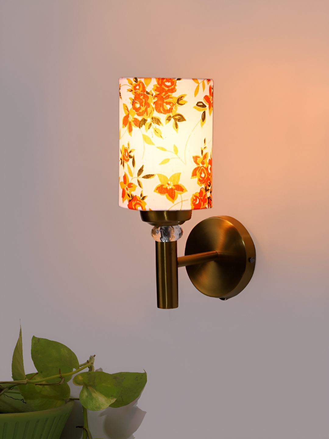 

Devansh Orange & White Printed Metal Cylinder Shaped Wall Lamp