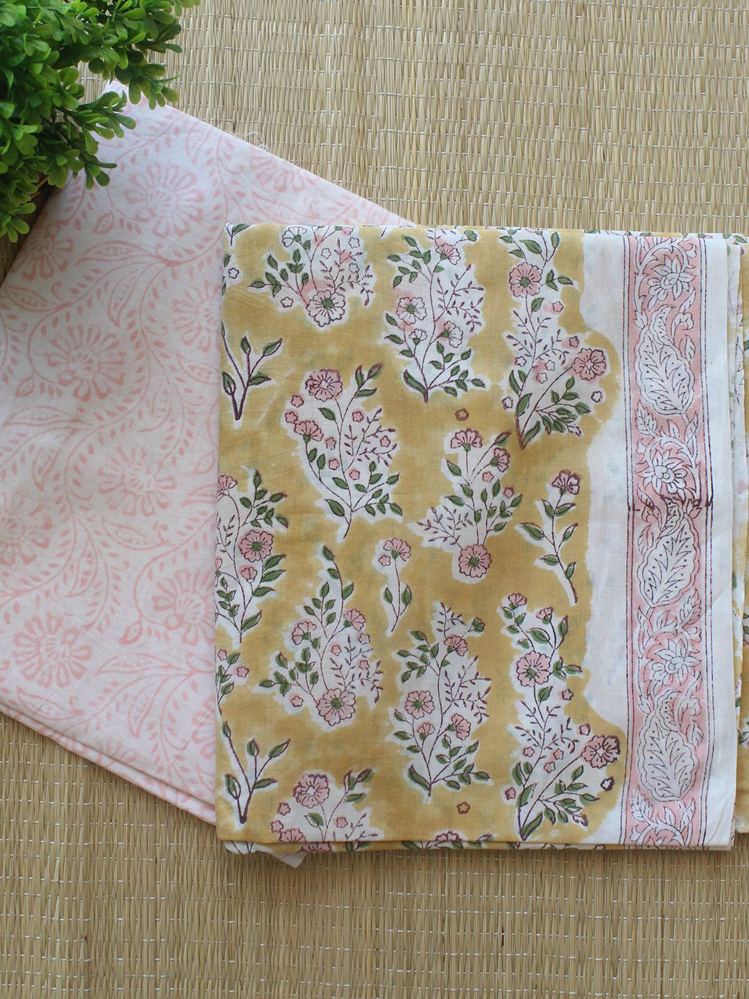 

Weaves of Tradition Printed Pure Cotton Unstitched Dress Material, Yellow