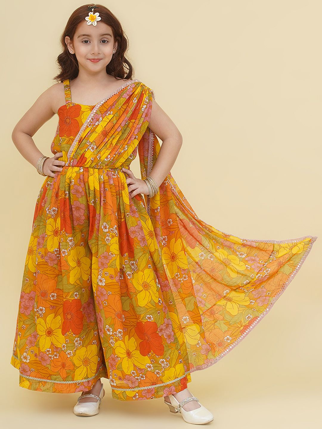 

Bitiya by Bhama Floral Print Off-Shoulder Fit & Flare Maxi Dress, Yellow