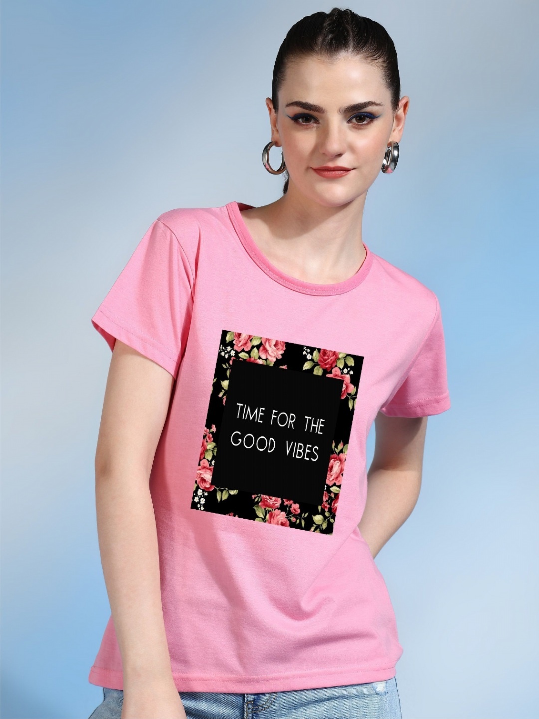 

Moda Rapido Women Printed Bio Finish T-shirt, Pink