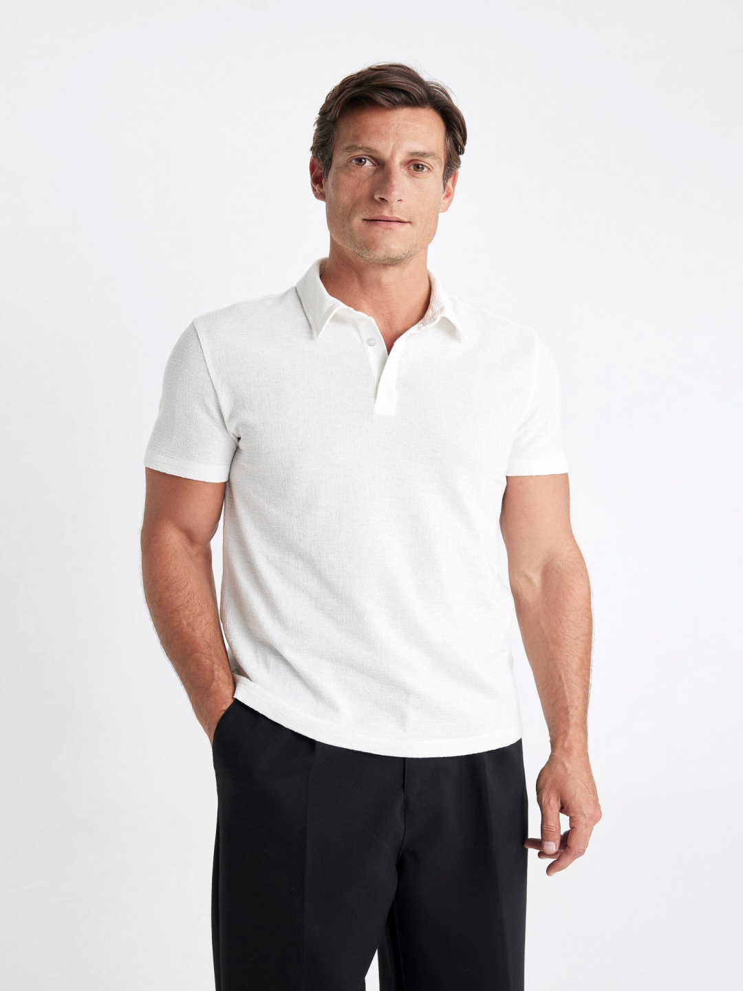 

DeFacto Men Polo Collar Pockets T-shirt, Na