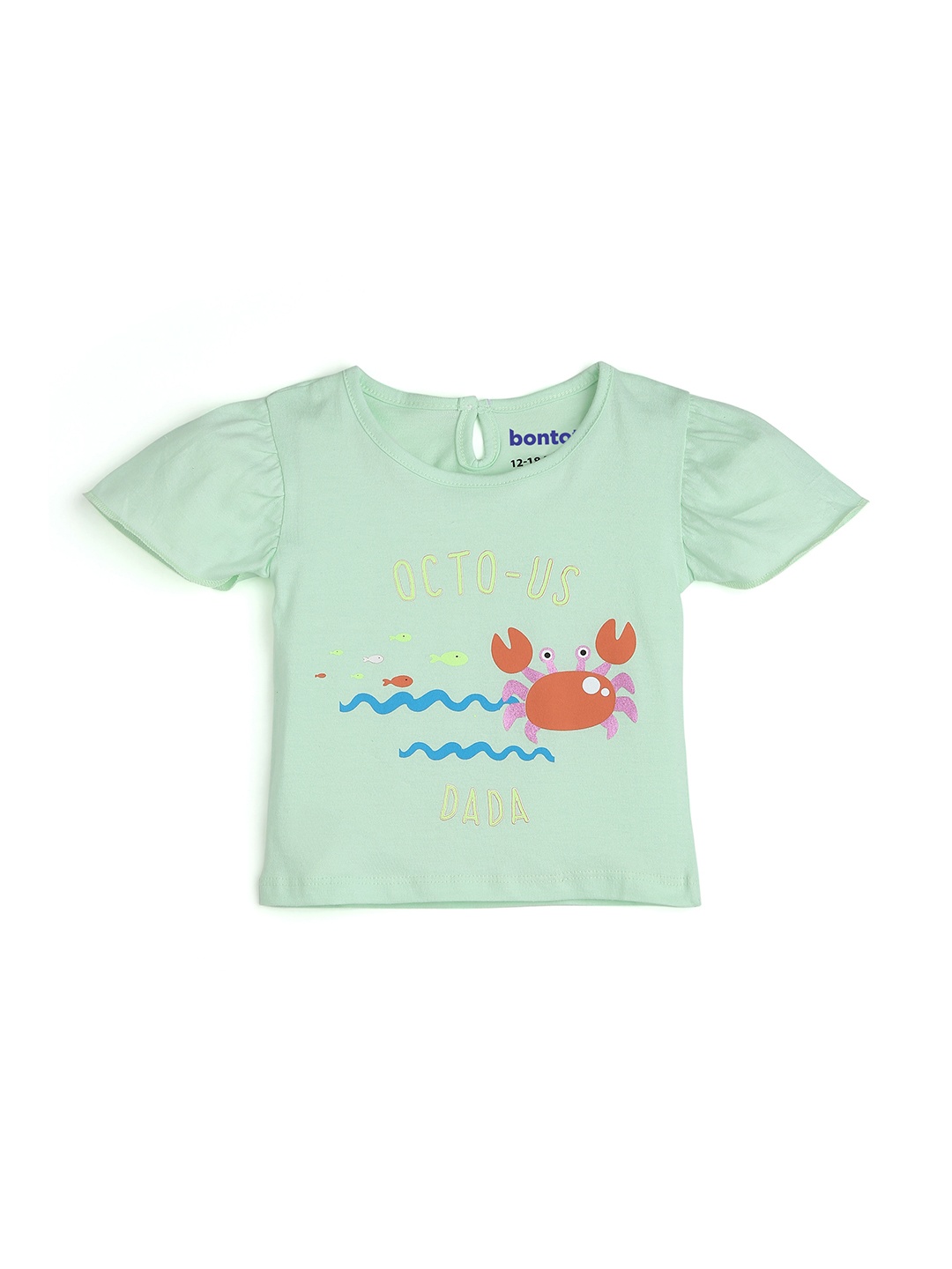 

BONTOTS Girls Printed Organic Cotton T-shirt, Green