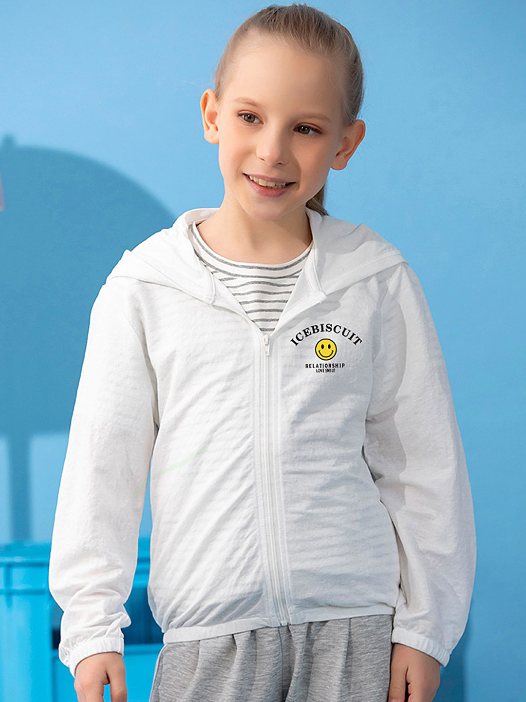 

LULU & SKY Girls Viscose Rayon Crop Sporty Jacket with Embroidered, White