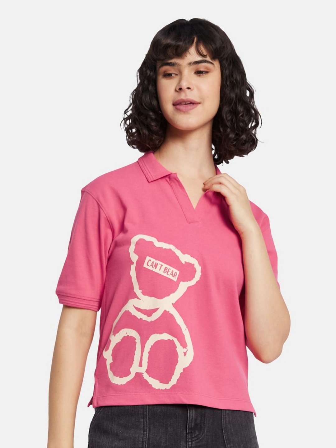 

METTLE Women Printed T-shirt, Pink
