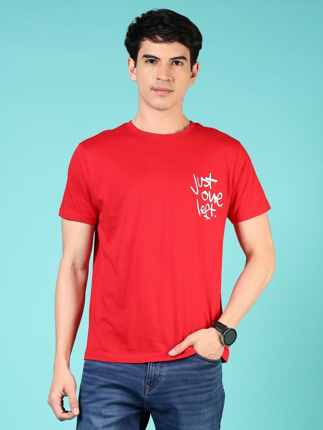 

V-Mart Men Printed T-shirt, Red