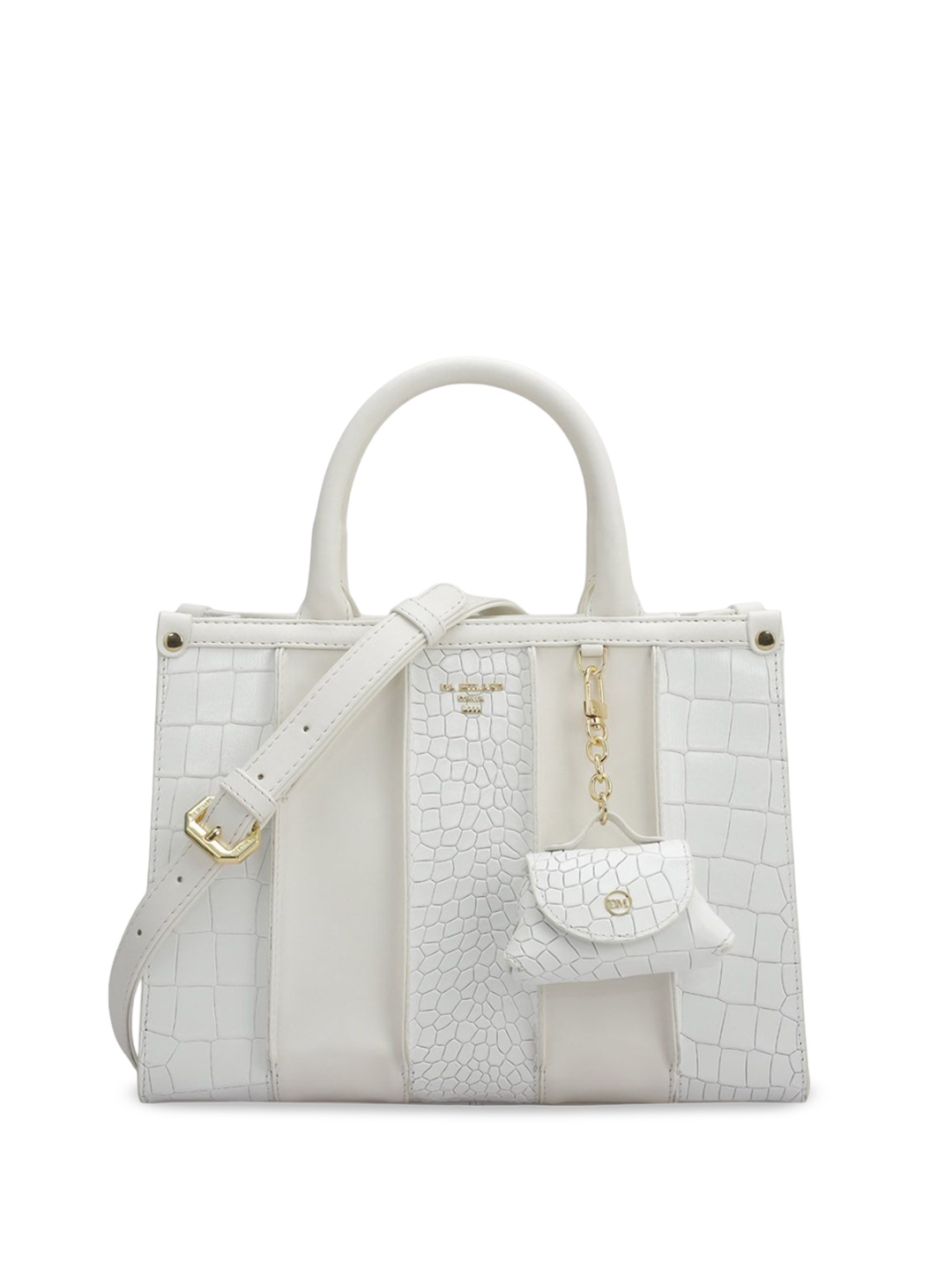 

Da Milano Animal Textured Leather Structured Satchel, White