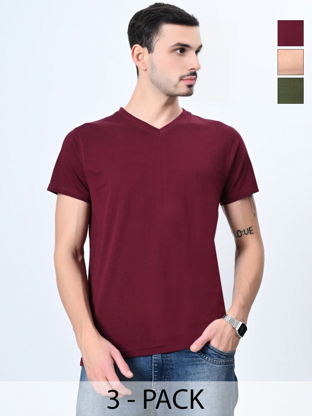 

Enciger Men 3 V-Neck T-shirt, Silver