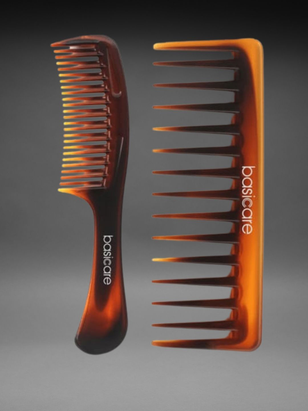 

basicare Set Of 2 Wide Teeth Detangling Detailing Hair Combs - Brown
