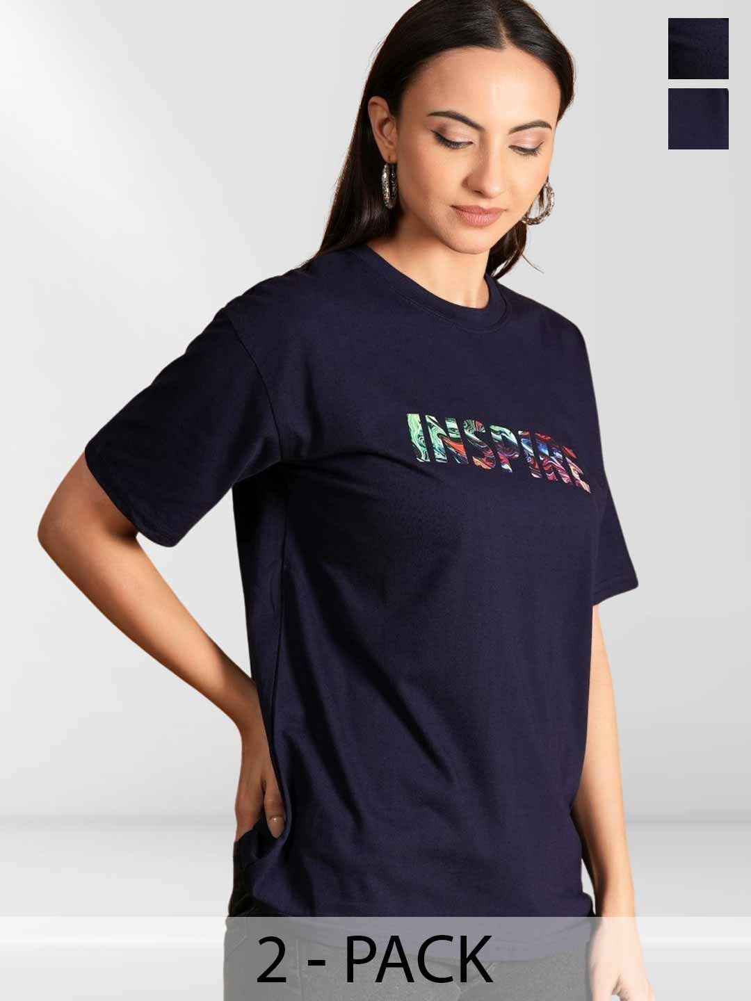 

NEYSA Women Typography 2 Printed Applique T-shirt, Multi