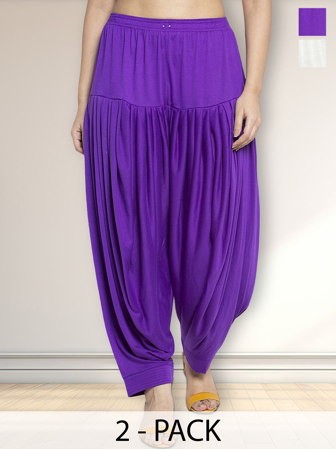 

Jinfo Pack Of 2 Loose Fit Mid-Rise Patiala Salwar, Purple