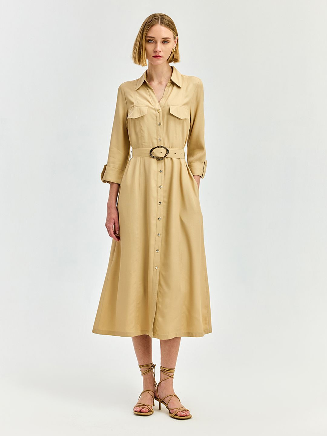 

COVER STORY A-Line Midi Dress, Beige