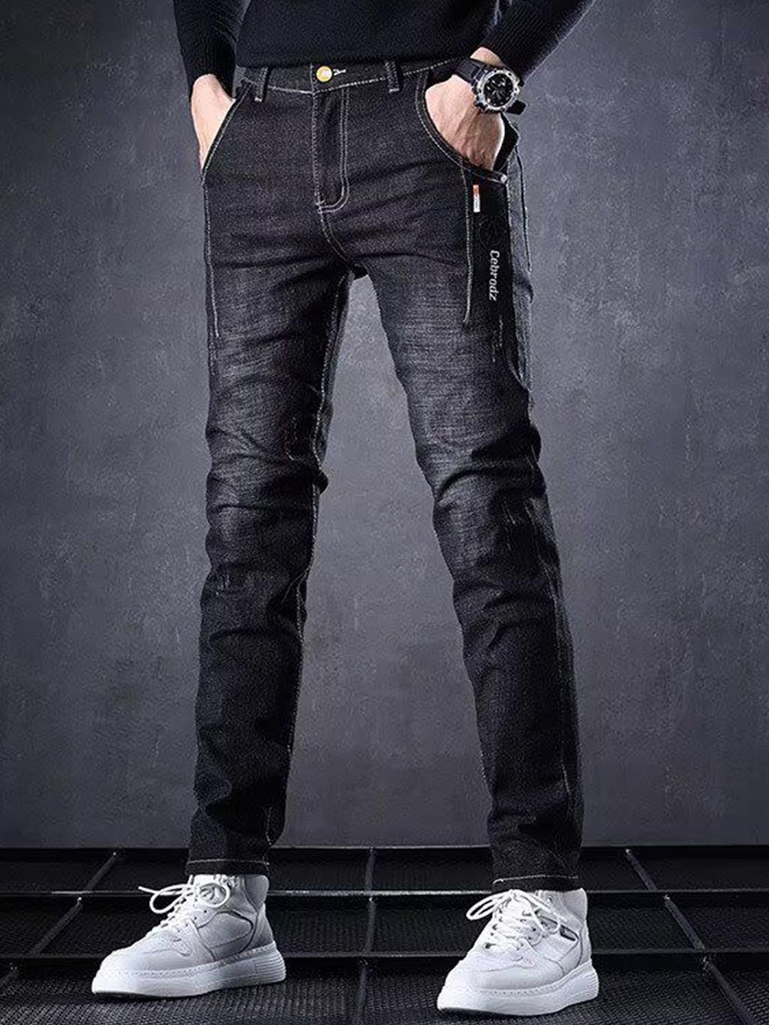 

StyleCast x Revolte Men Skinny Fit Light Fade Jeans, Black