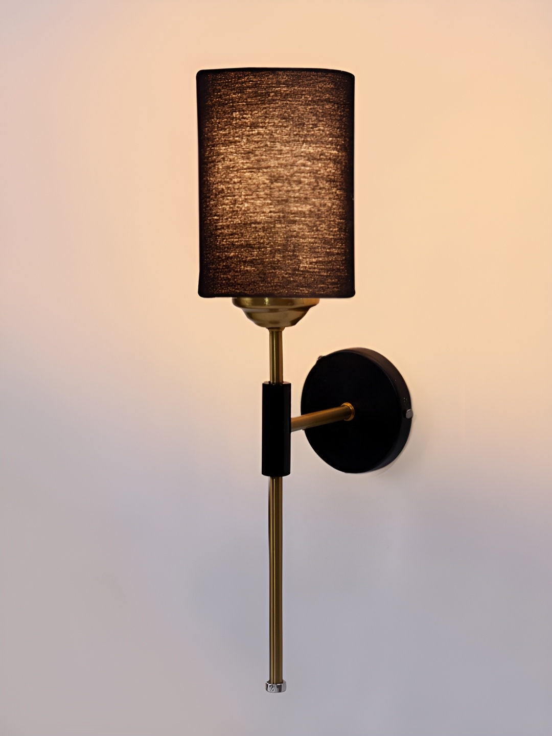 

Devansh Black & Gold-Toned Metal Traditional Cylinder Shaped Wall Lamp