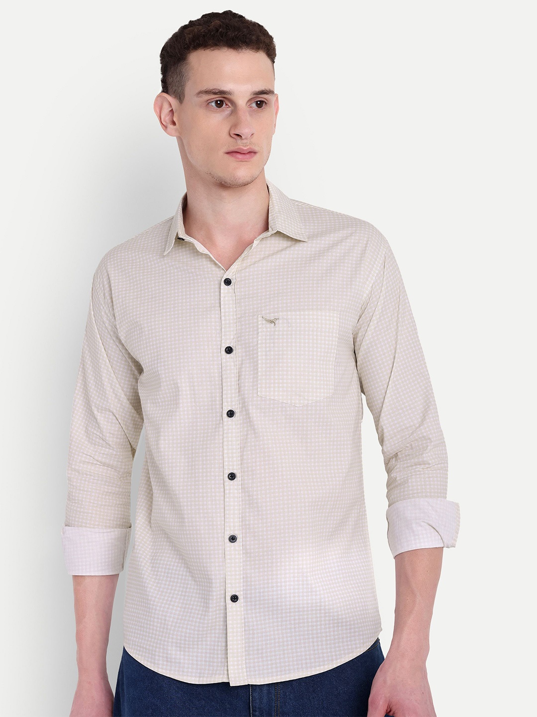 

Moda Rapido Men Classic Opaque Casual Shirt, Beige