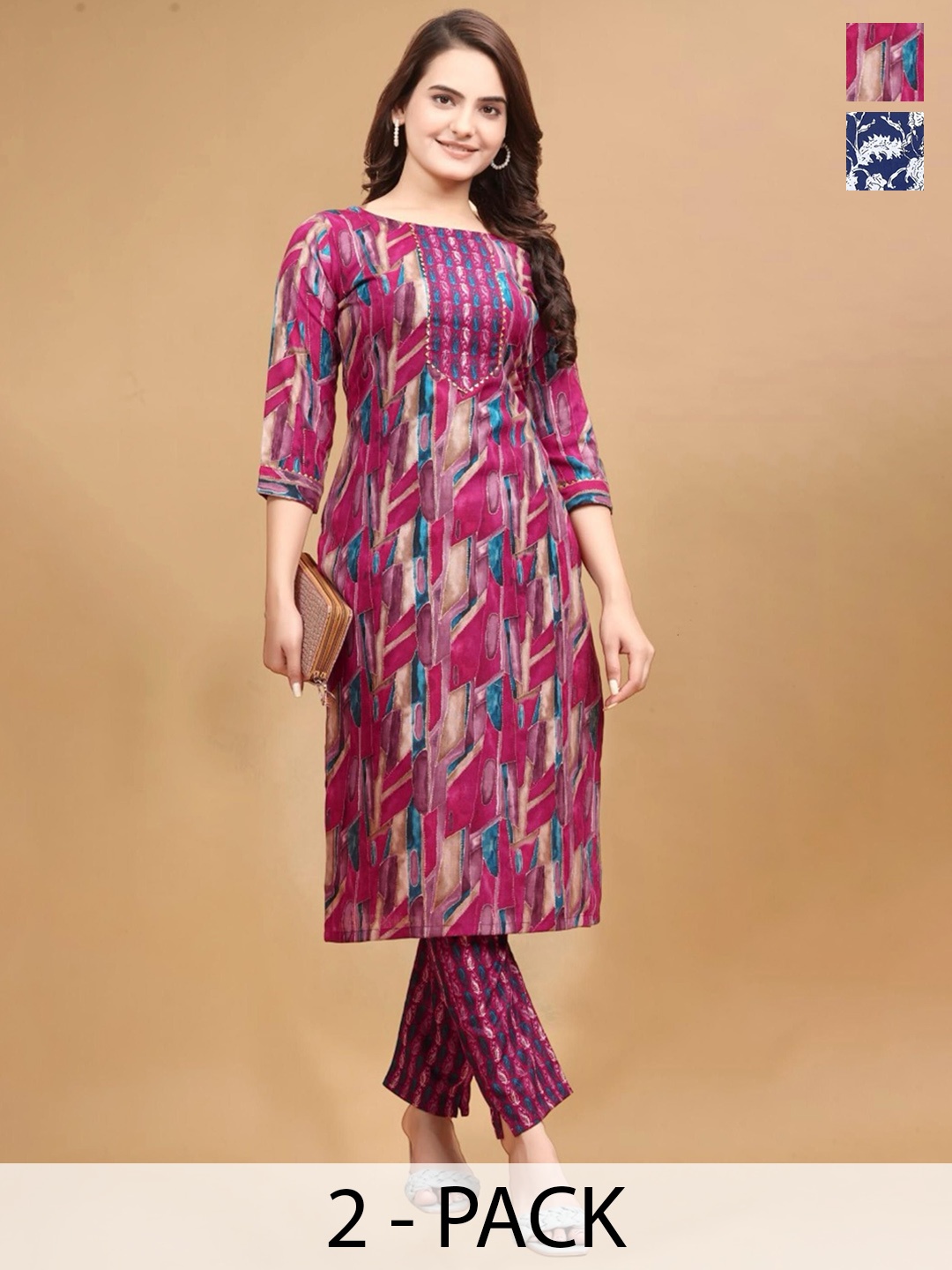 

Moda Rapido Women Floral Printed Regular Kurta with Trousers, Blue
