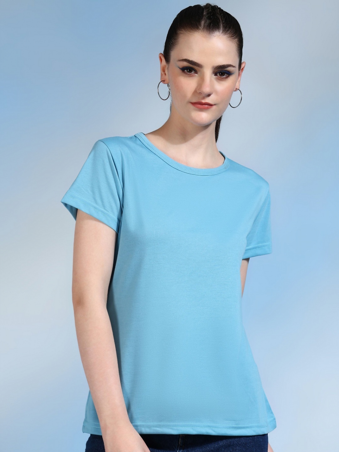 

Moda Rapido Women Bio Finish Pockets T-shirt, Turquoise blue