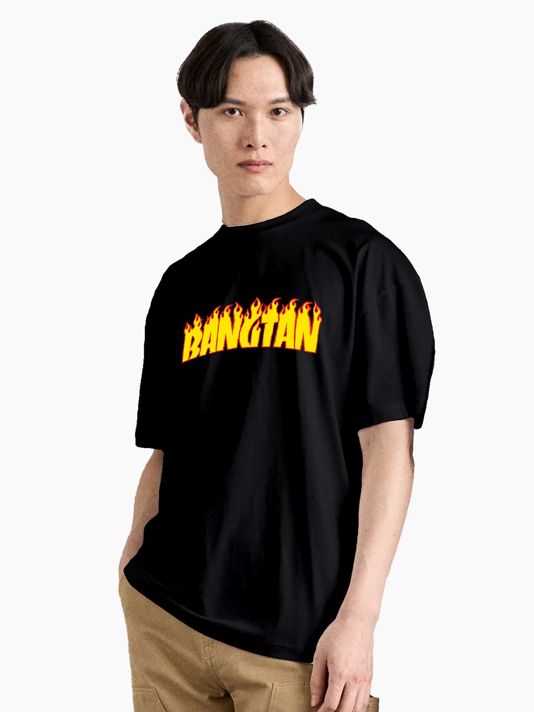 

The Korhean Store Men Printed T-shirt, Black