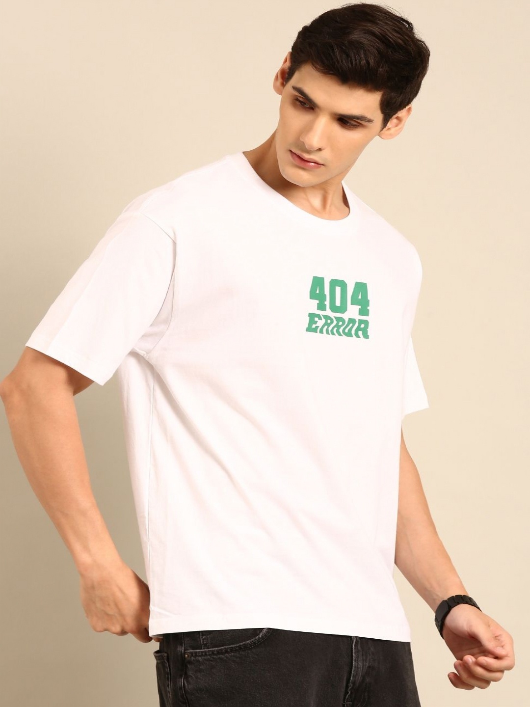 

Mast & Harbour Men Printed Drop-Shoulder Sleeves Bio Finish Pockets T-shirt, White