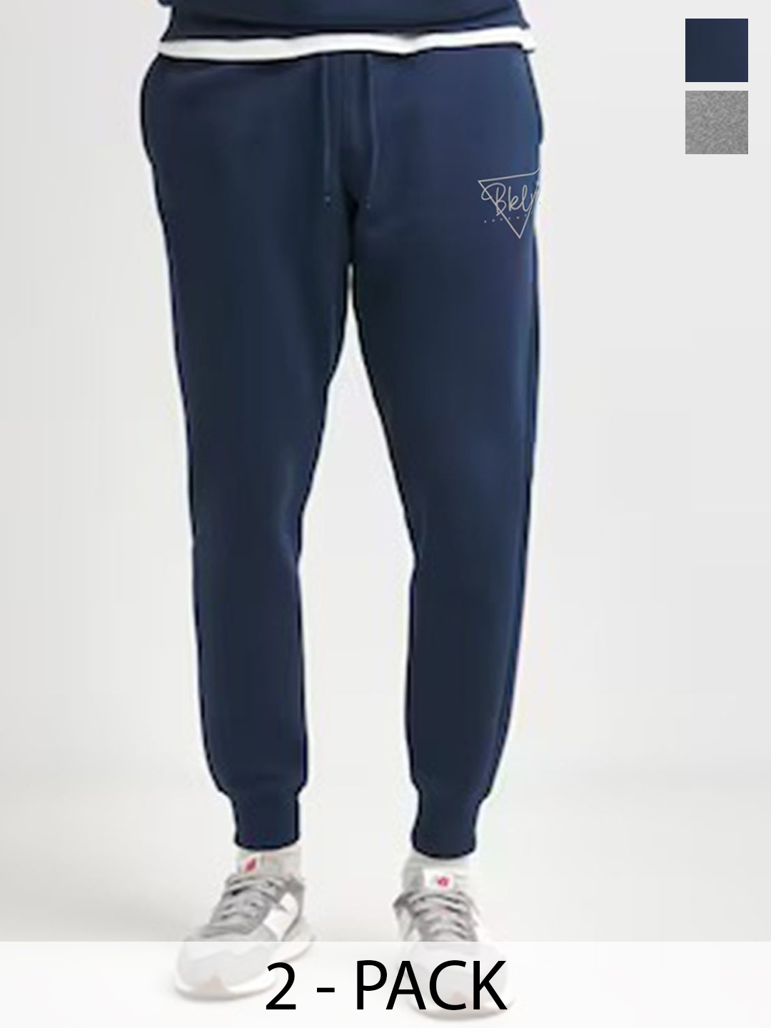 

Moda Rapido Men Pack Of 2 Cotton Mid Rise Joggers, Navy blue