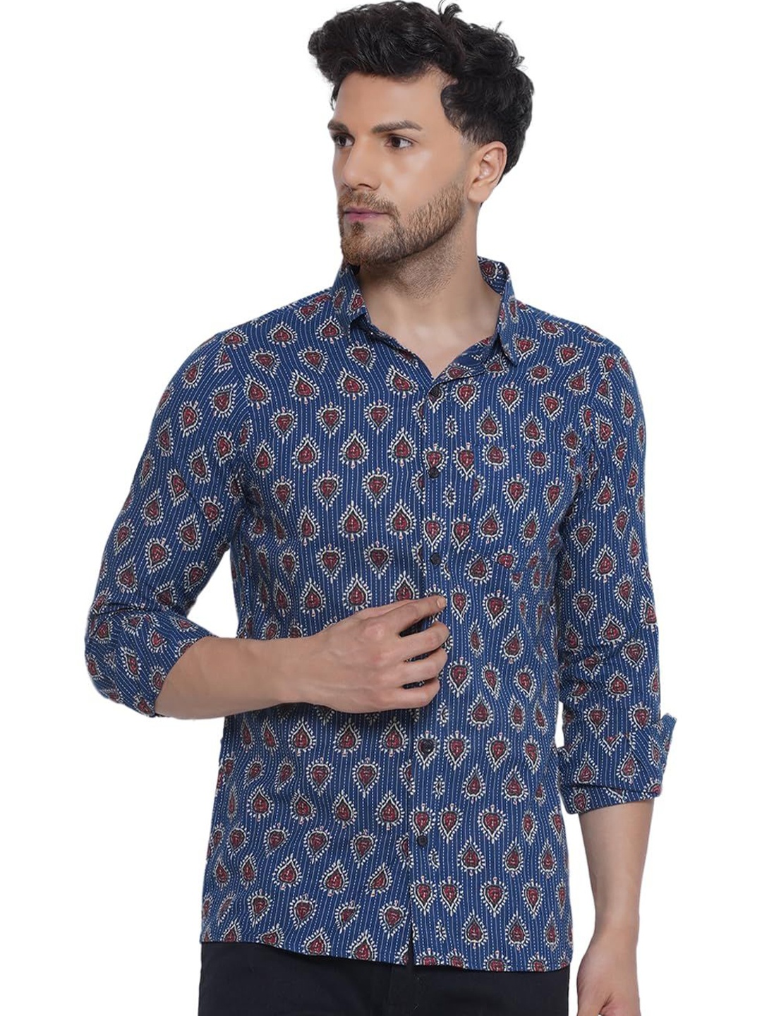 

VEERA PARIDHAAN Men Opaque Printed Casual Shirt, Blue