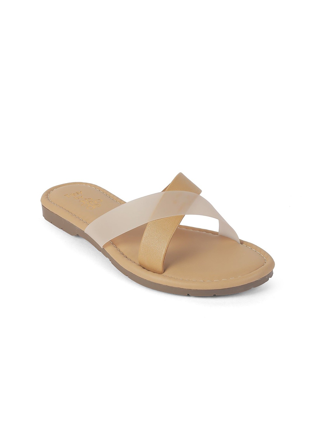 

Tresmode Women Open Toe Flats with Buckles, Beige