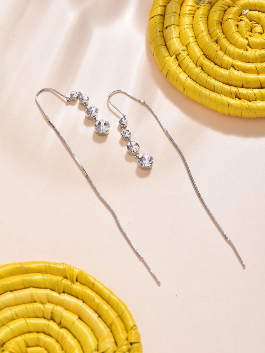 

Reenisaa Contemporary Drop Earrings, Silver