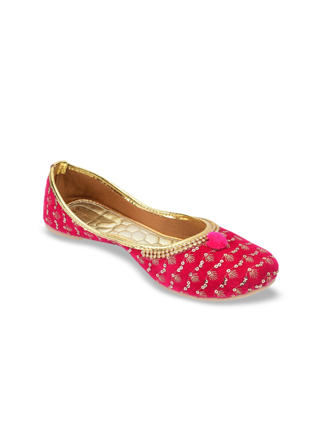 

Sangria Women Woven Design Mojaris, Pink