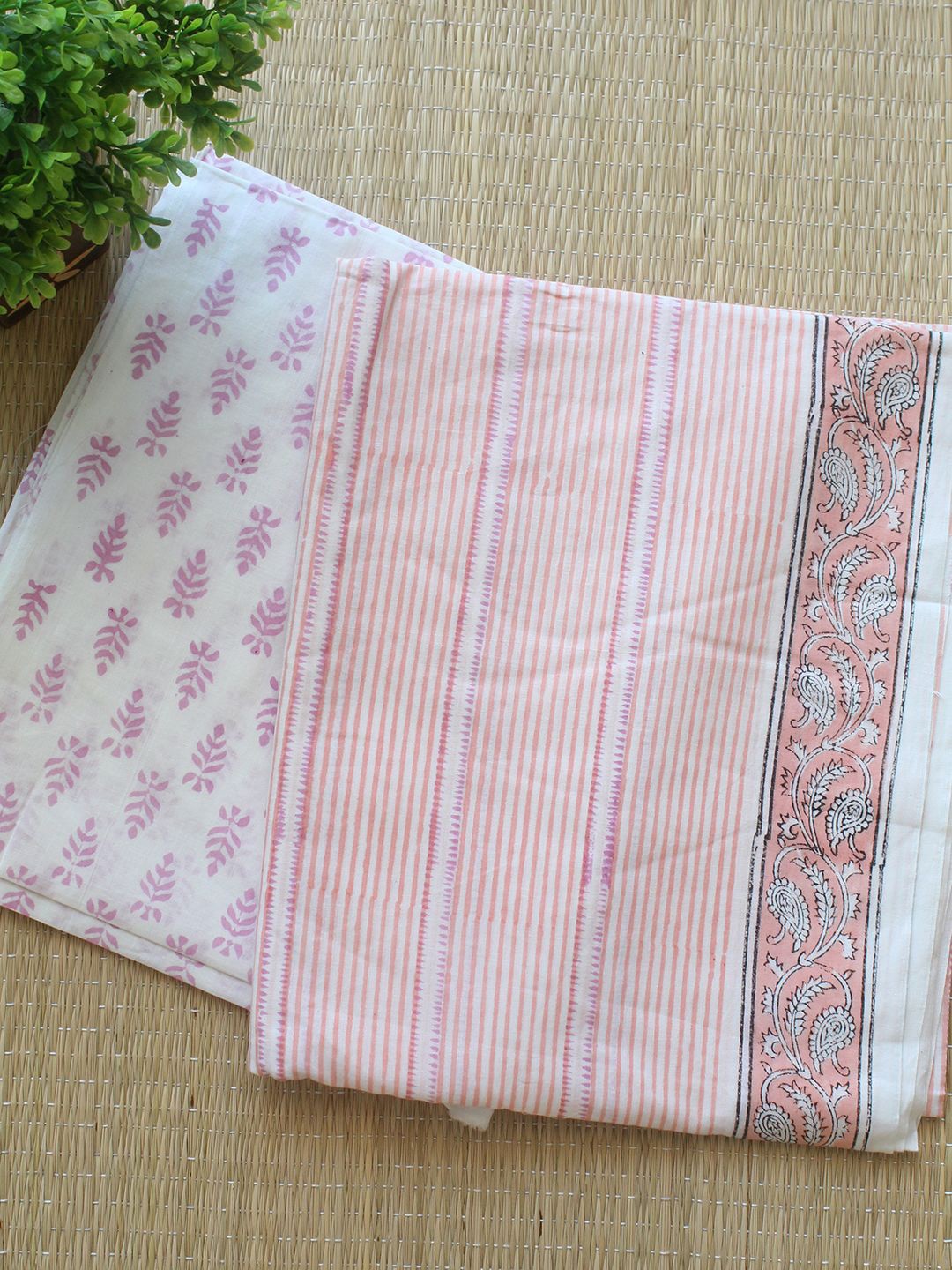

Weaves of Tradition Printed Pure Cotton Unstitched Dress Material, White