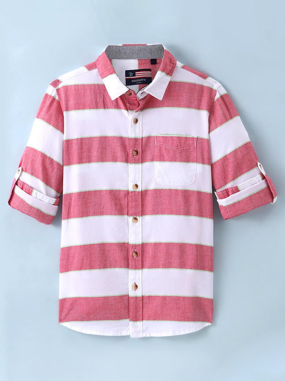 

Infinity Boys Opaque Striped Casual Shirt, Red