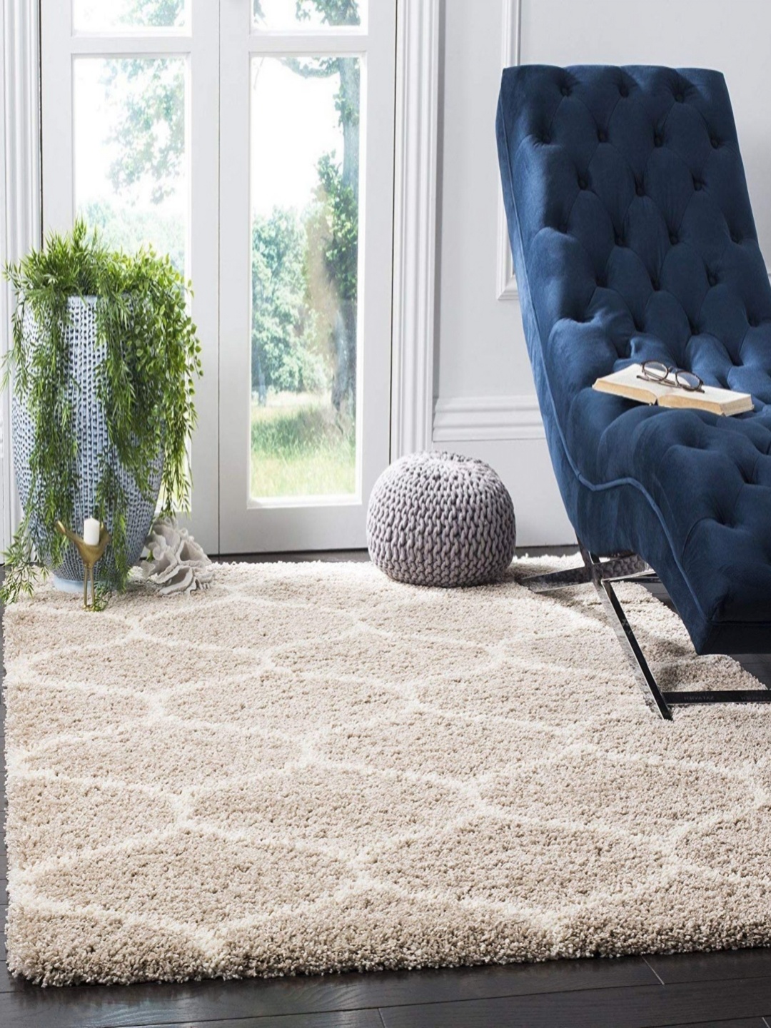 

Banchmark Home Furnishings Beige Geometric Anti-Skid Woollen Carpet