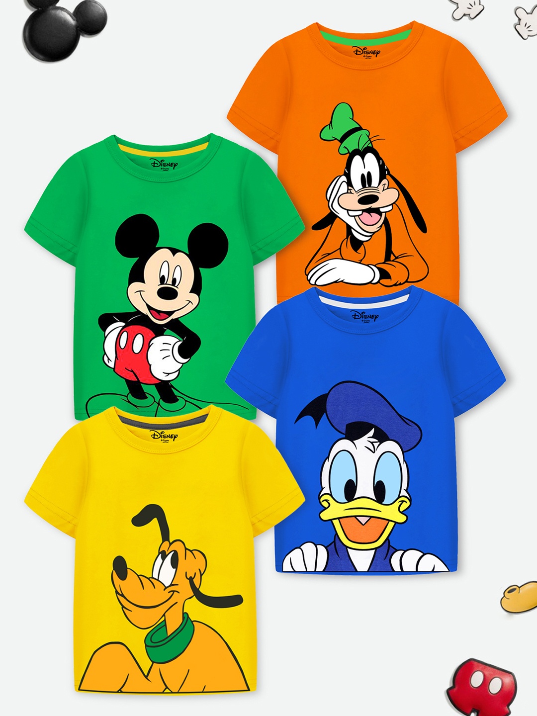 

YK Disney Boys Pack of 4 Mickey & Friends Graphic Printed T-Shirt, Multi