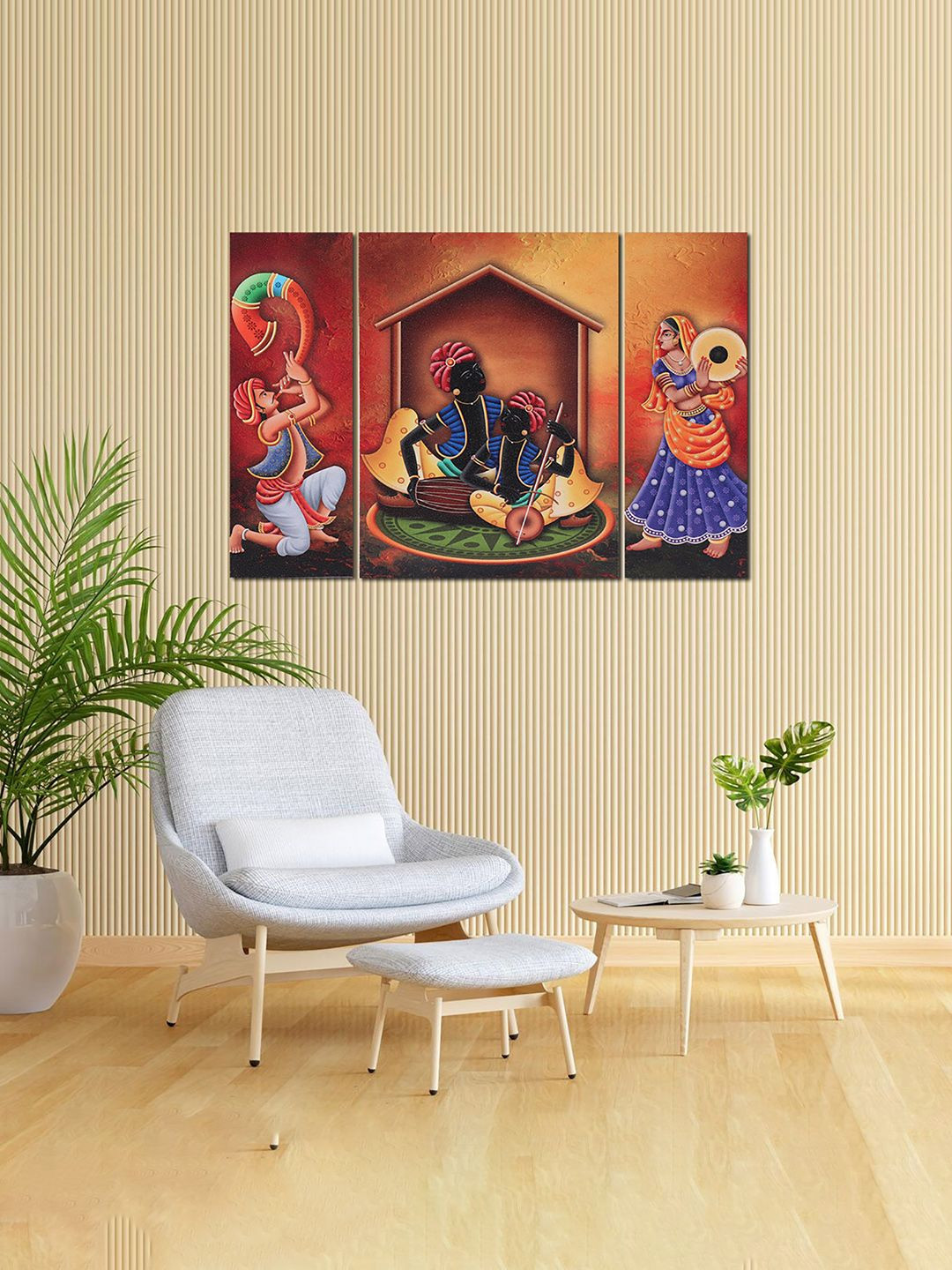 

Kuber Industries Red & Yellow 3 Piece Wood Other Wall Paintings